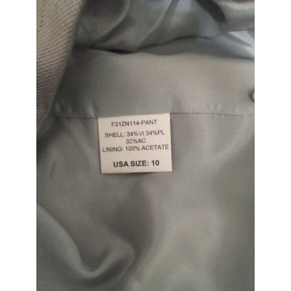 Nicola Silver Pin Striped Double Breasted 2 Piece Pants Suit Sz 10 - Picture 13 of 13